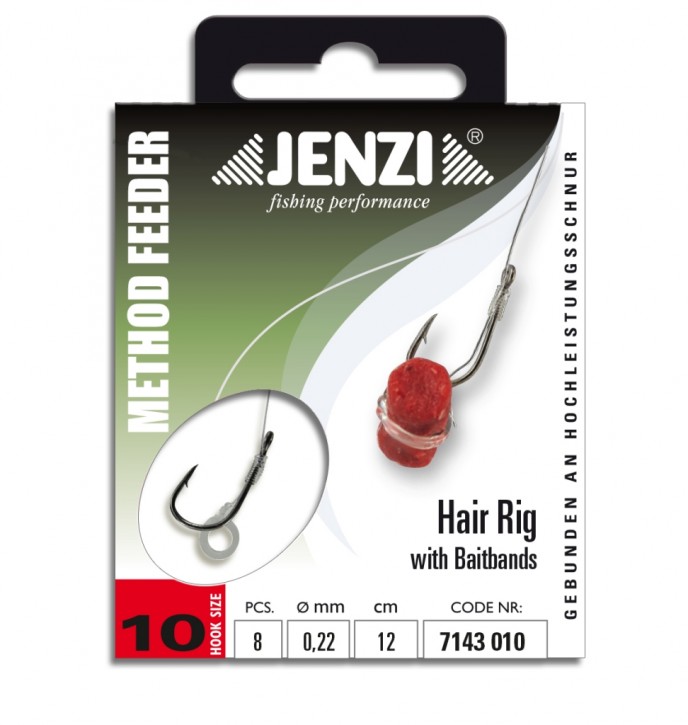 Jenzi Method Feederhaken Hair Rig mit Gummiband Gr.10