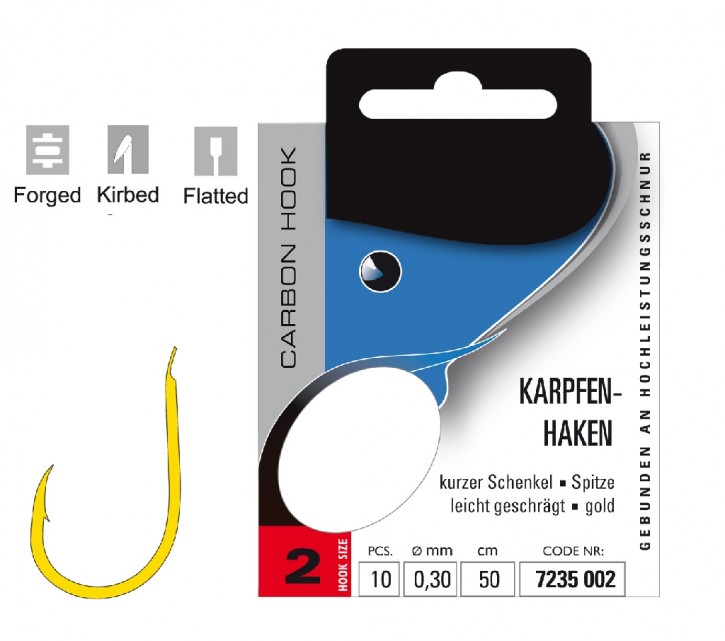 Jenzi High-Carbon-Haken Karpfenhaken Gold Gr. 2