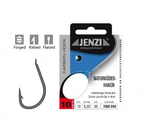 Jenzi High-Carbon-Haken Naturköderhaken Gr. 10